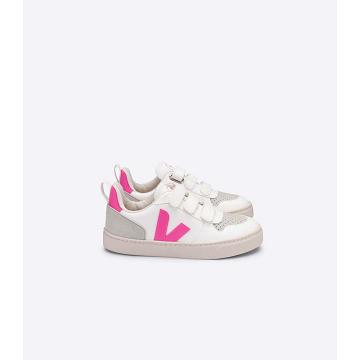 White/Pink Kids' Veja V-10 CWL Shoes | AU 786UZG